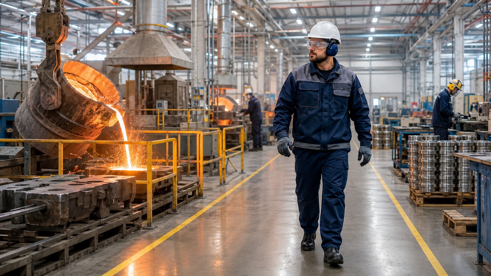 Almanya'da metal fabrikasında işçinin vardiyalı çalışma düzeni