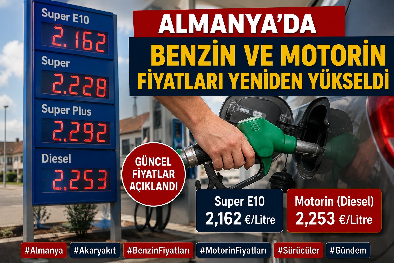 Almanya'da akaryakıt fiyatları hızla yükseliyor: Super E10 2,16 euroya çıktı